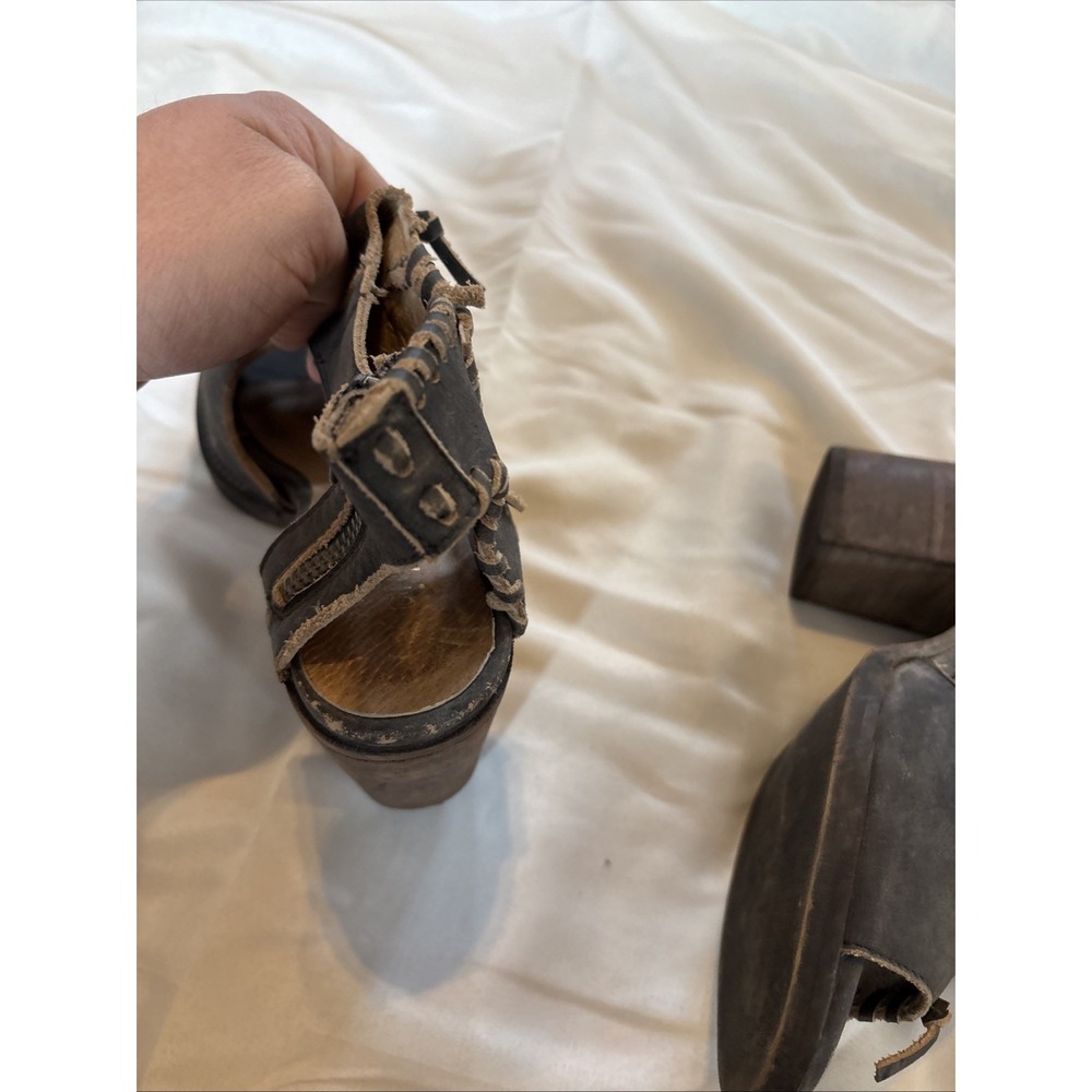 Farylrobin Loki Full Leather Chunky Heel Sandal Womens Size 7.5 Gray Black - Picture 8 of 11